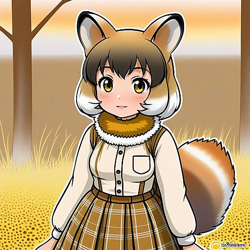 Anime Black-tailed Prairie Dog Girl Kemono Friends Illustration