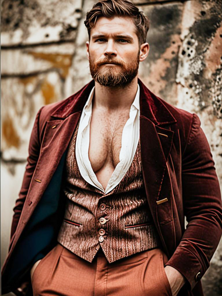 Confident Man in Stylish Burgundy Blazer