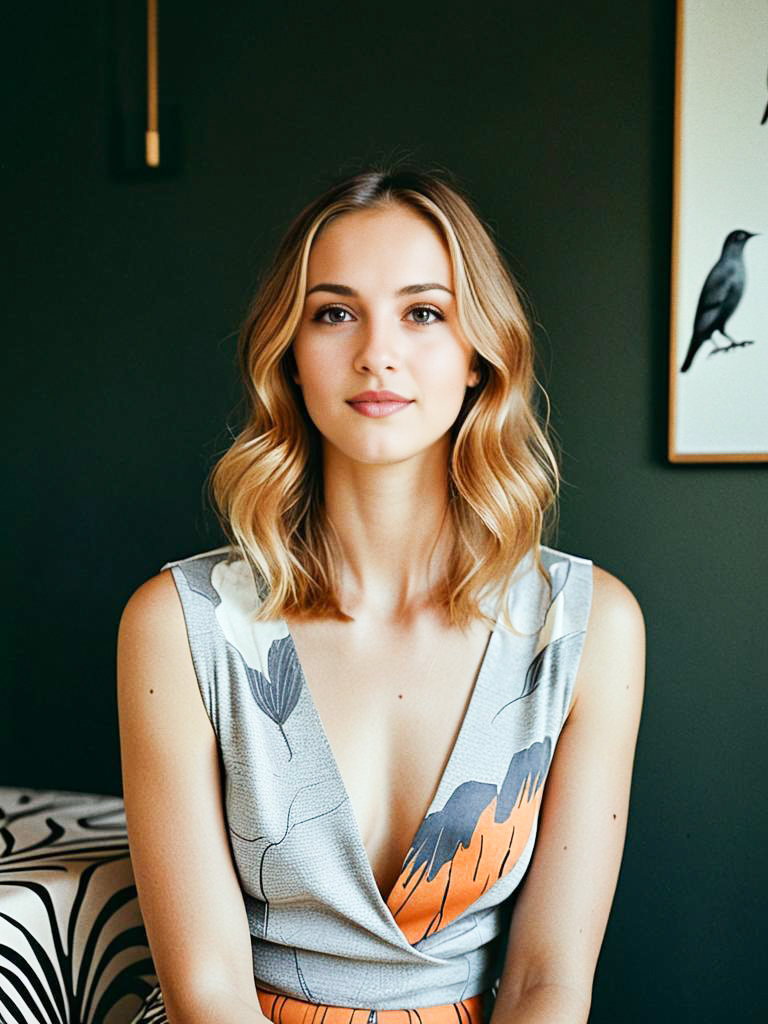 Poised Woman in Floral Dress