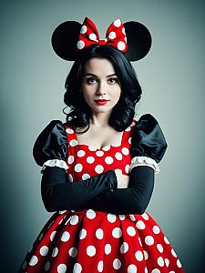 Woman in Classic Minnie Mouse Costume Cosplay Editorial Portrait