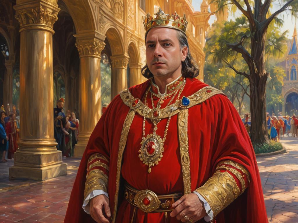 Regal Man in Crown and Cape