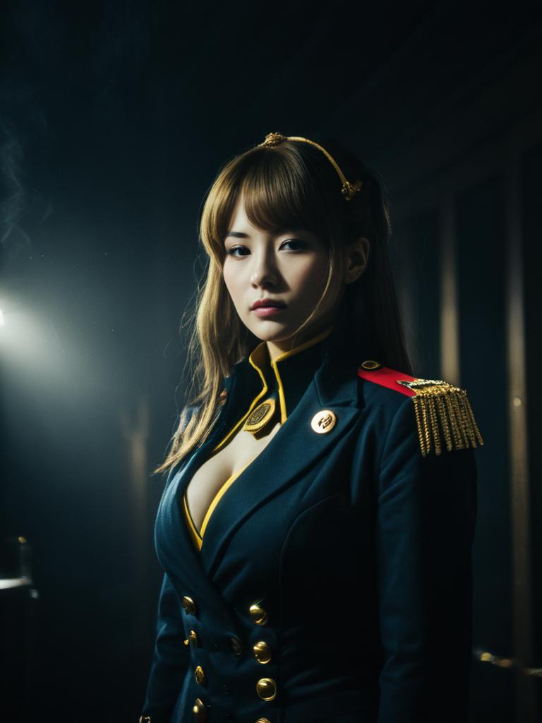 Realistic Yamato Cosplay Woman in Military Costume