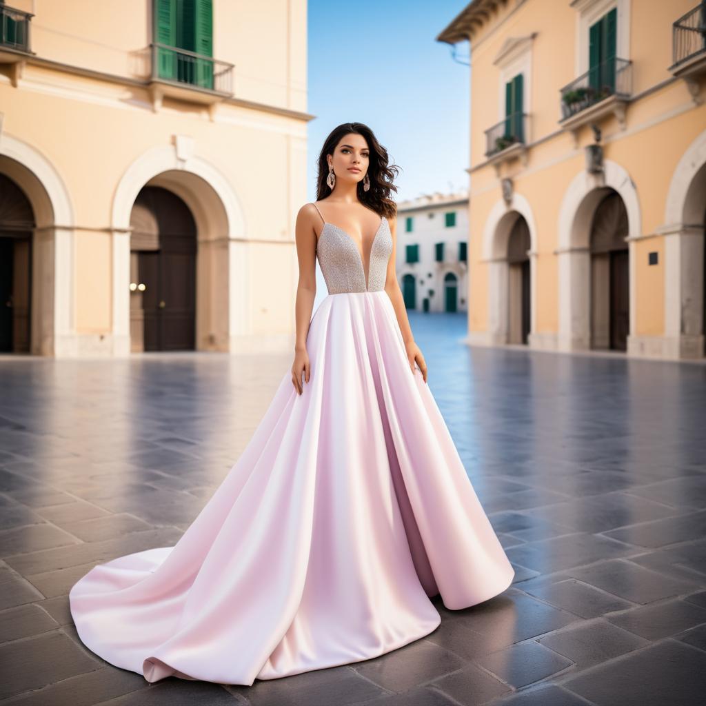 Elegant Woman in Pink Gown