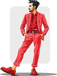 Stylish Man in Red Suit