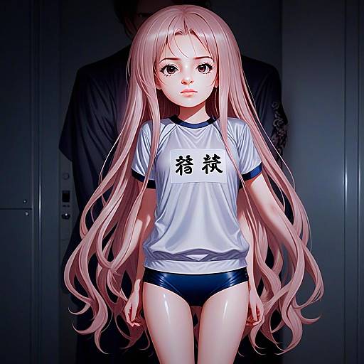 Hakamada Hinata Anime Style Digital Illustration with Long Pink Hair