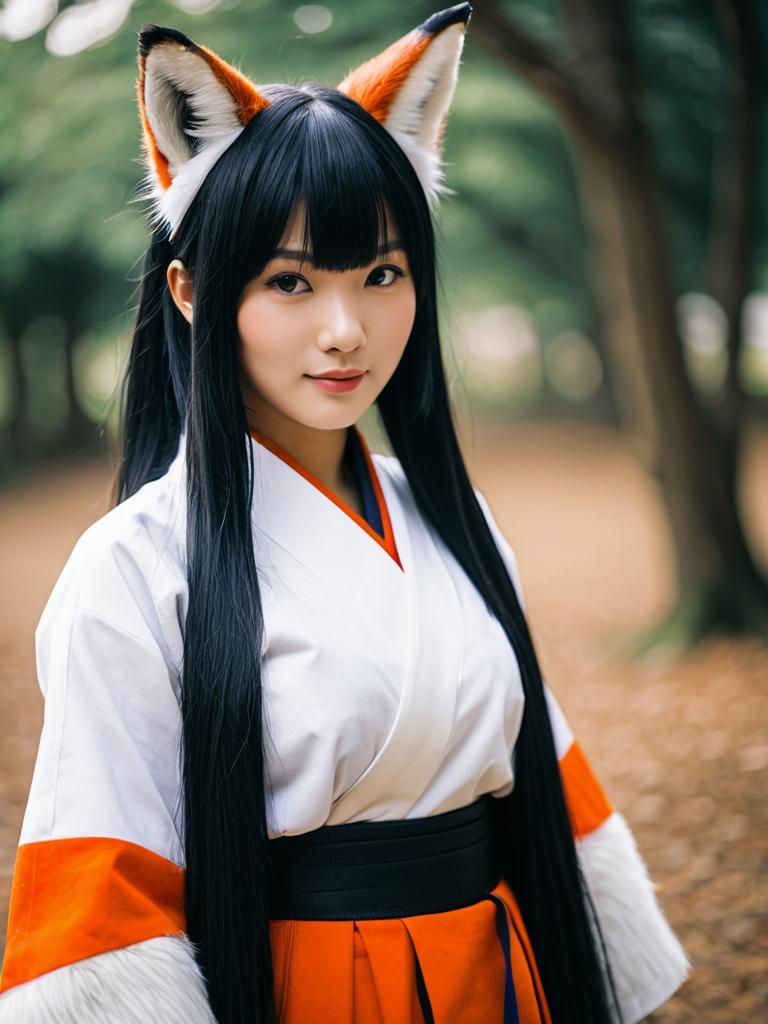 Anabuki Tomoko Cosplay Fox Spirit in Traditional Japanese Outfit