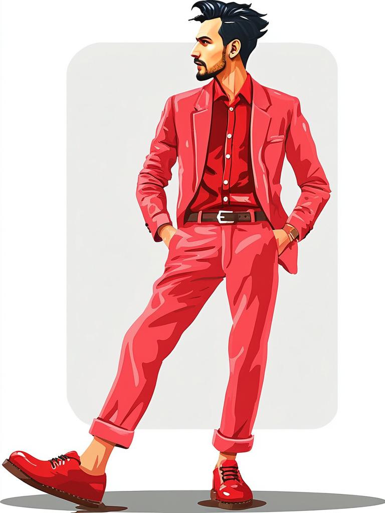 Stylish Man in Red Suit