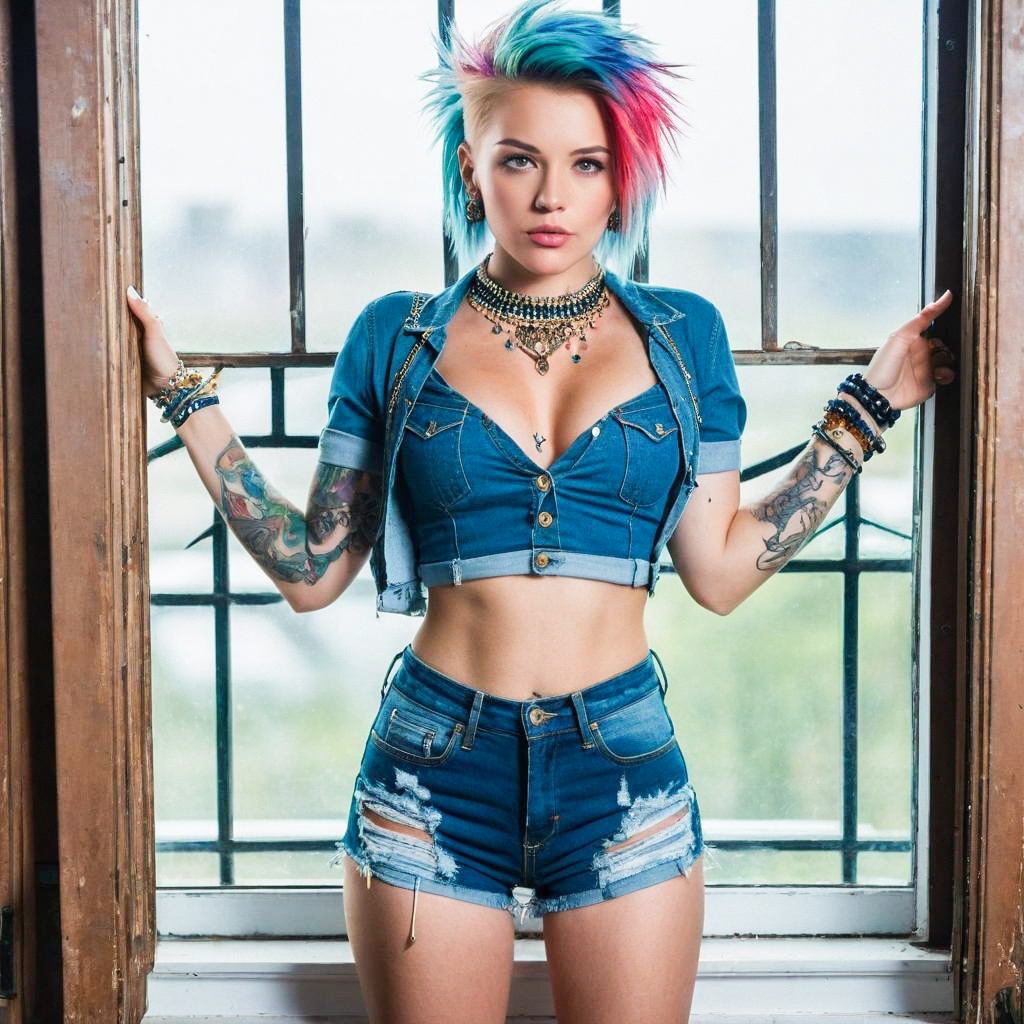Confident Woman in Stylish Denim Outfit
