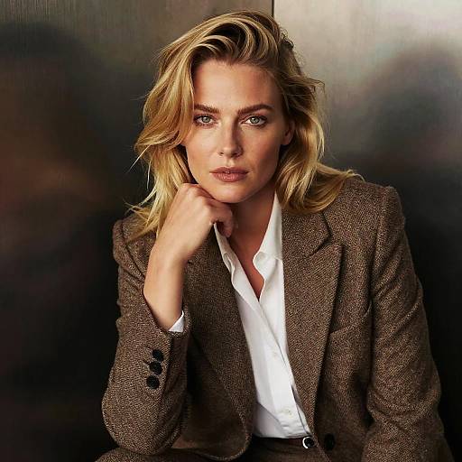 Professional Woman in Brown Tweed Blazer Portrait