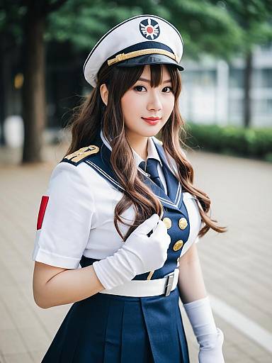 Ashigara Kai Ni Kancolle Naval Uniform Woman Cosplay Portrait