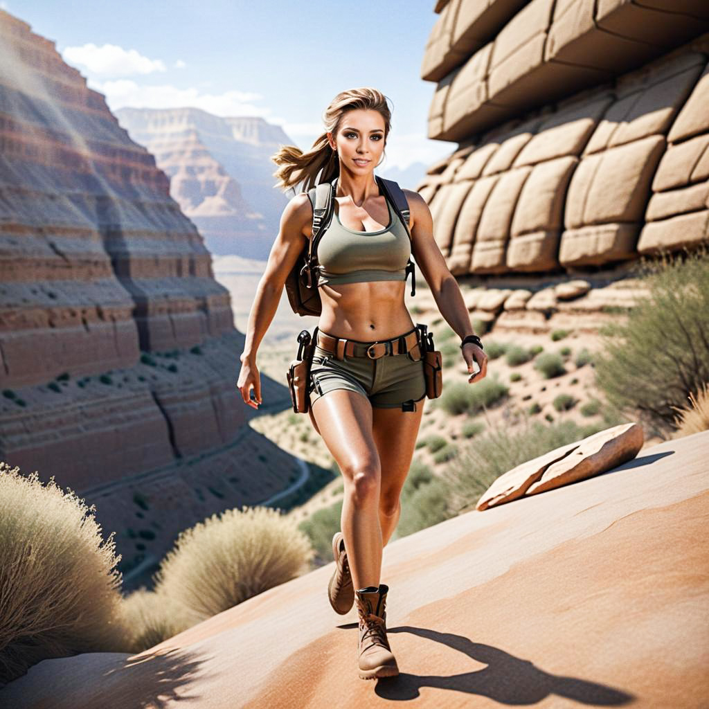 Confident Woman Adventurer in Canyon