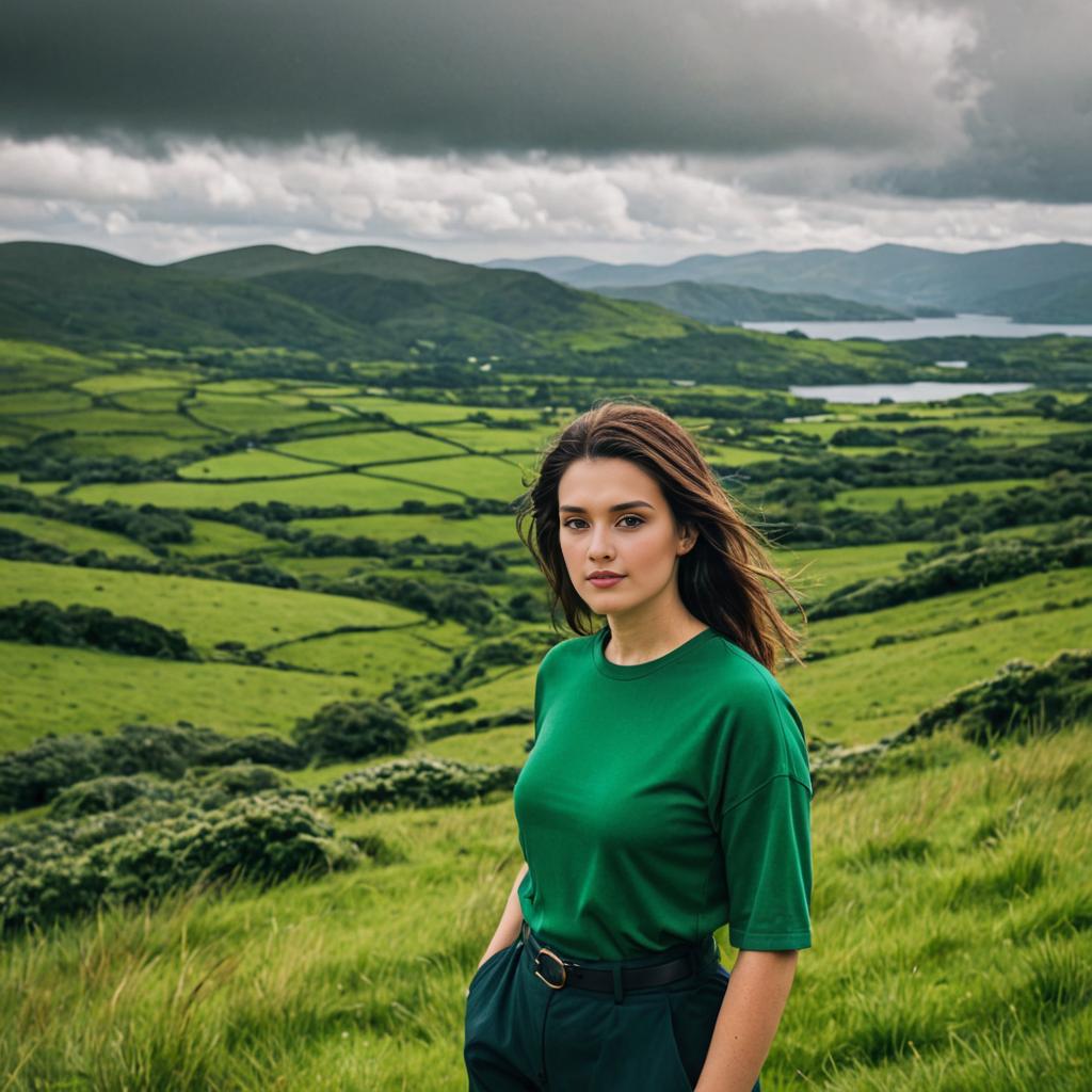 Contemplative Woman in Ring of Kerry Landscape