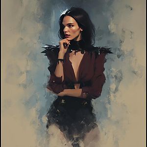 Moody Digital Portrait of Woman in Avant-Garde Fashion