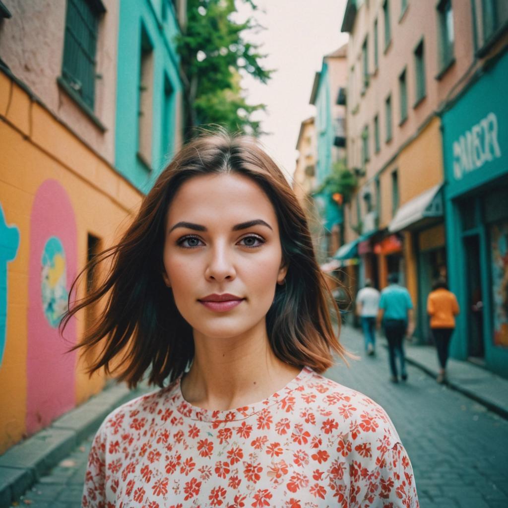 Vibrant Woman on Colorful Street