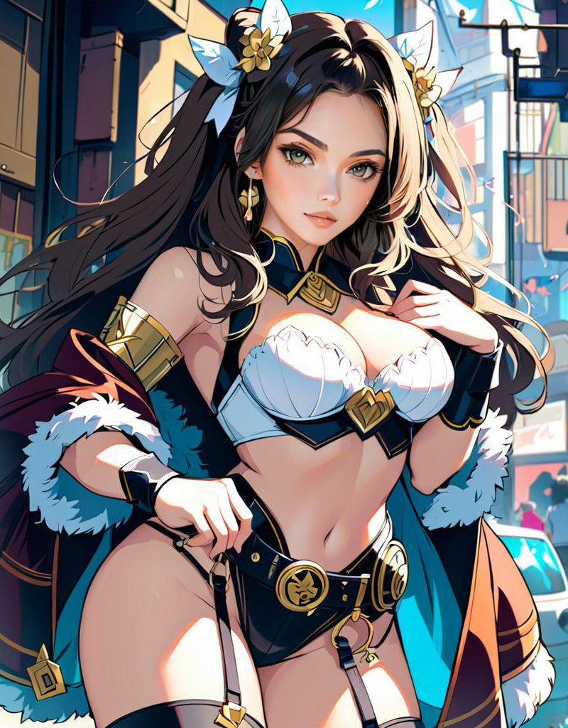 Anime Female Warrior in Urban Setting