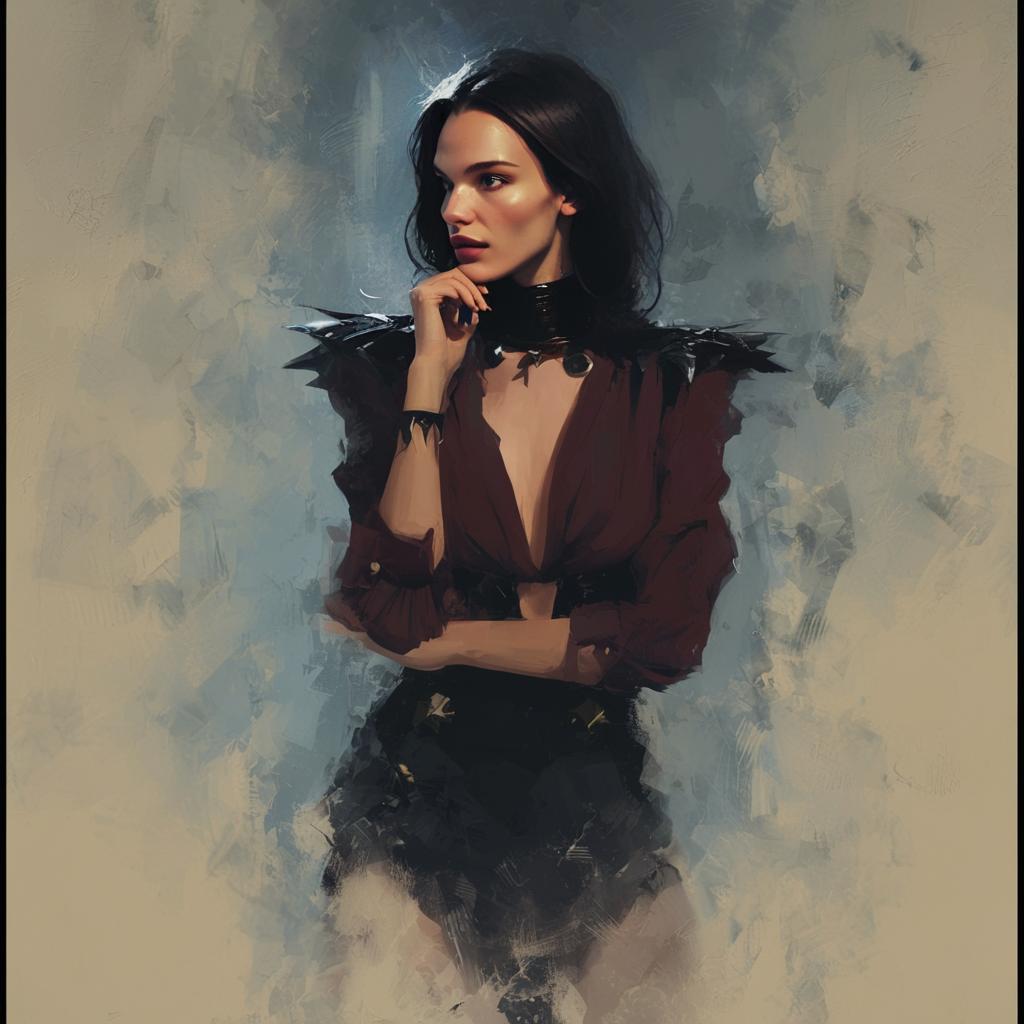 Moody Digital Portrait of Woman in Avant-Garde Fashion