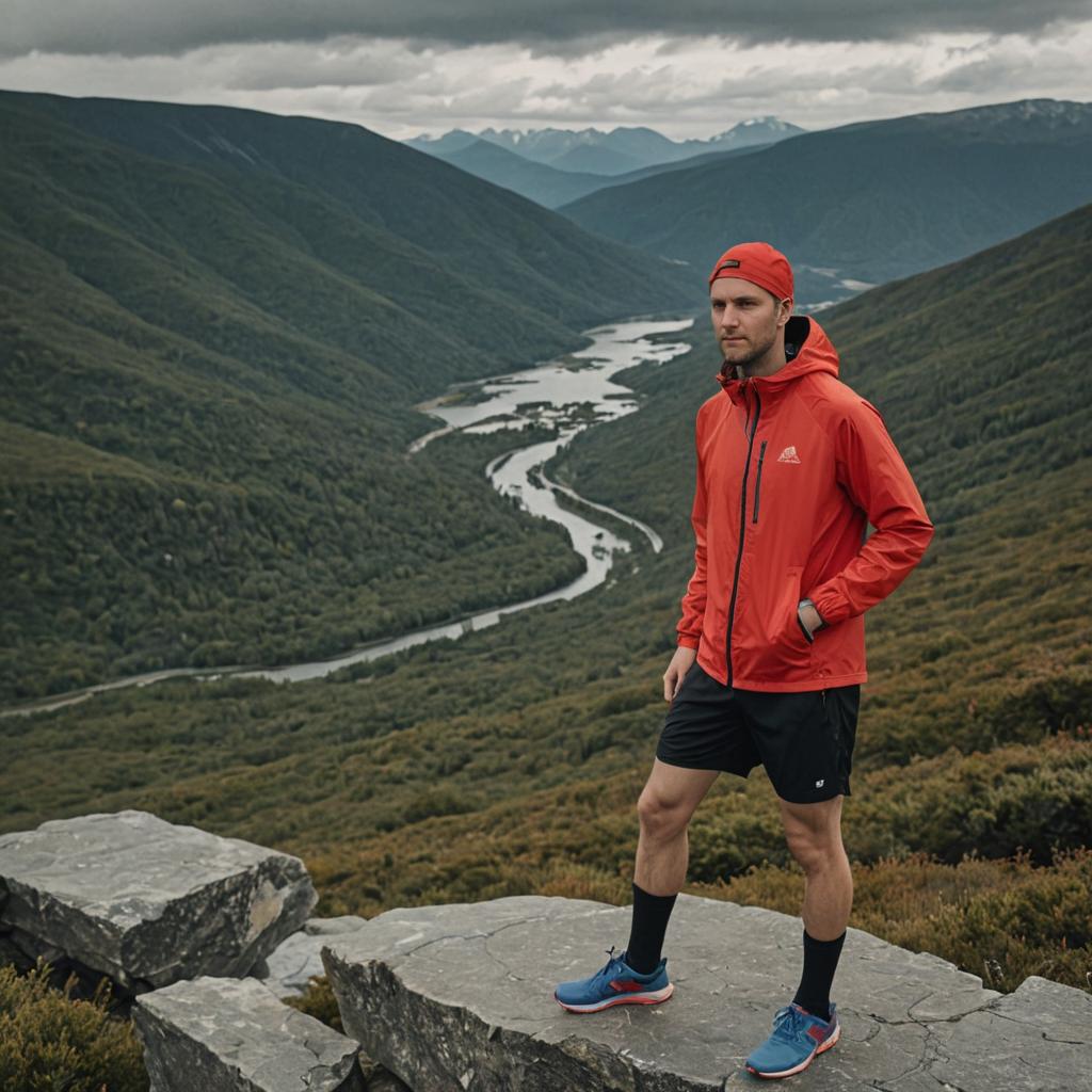 Man on Rocky Outcrop Overlooking Valley