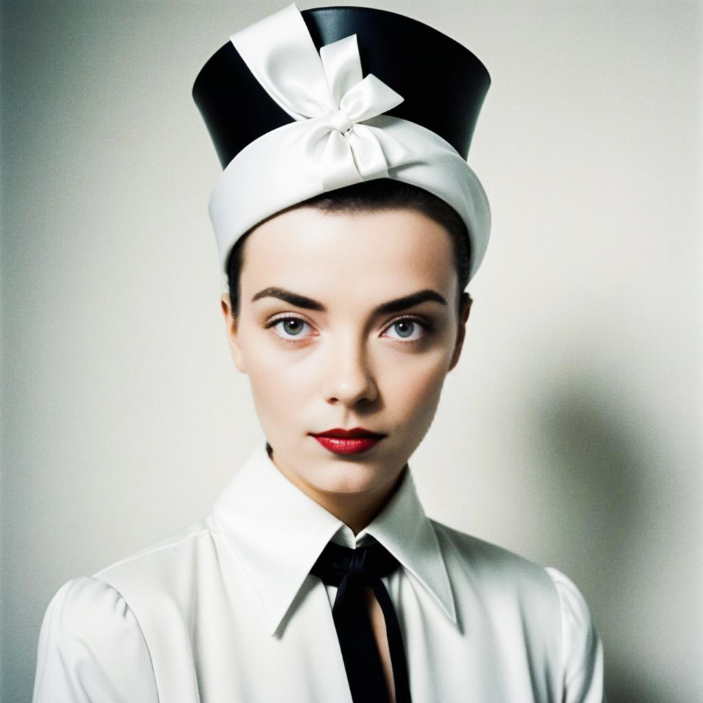 Elegant Woman in Chic Black and White Attire