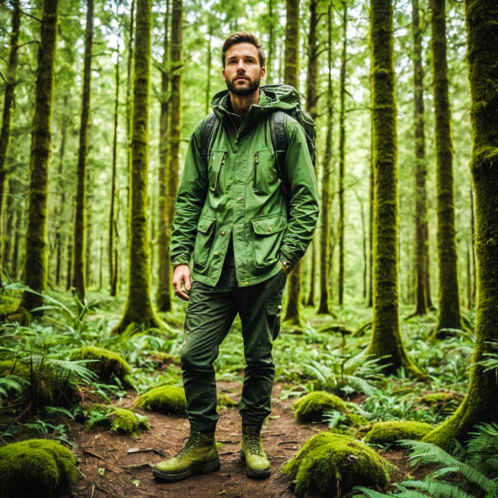 Adventurous Man in Vibrant Forest