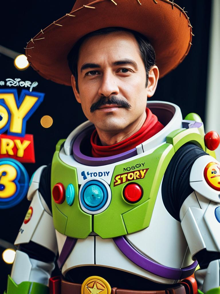 Man in Buzz Lightyear Toy Story Costume at Cosplay Festival Portrait