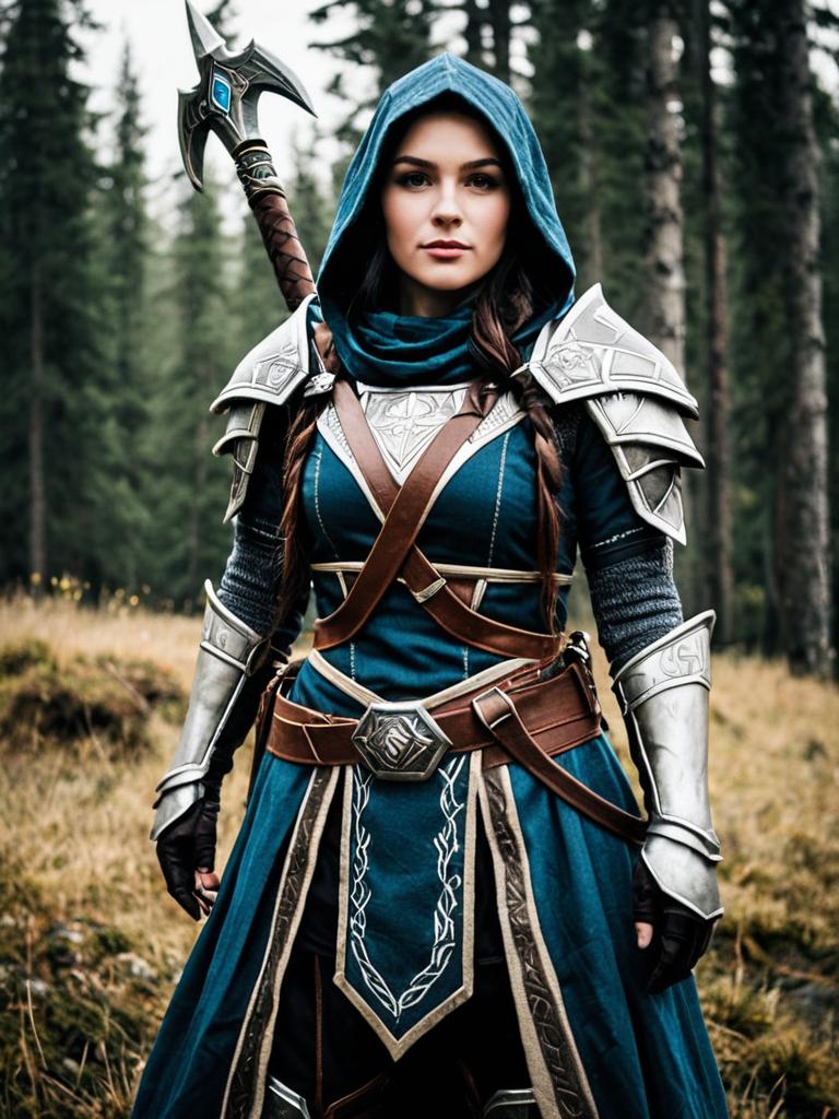 Fantasy Warrior Woman in Forest