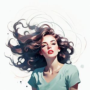 Dynamic Digital Portrait of a Confident Young Woman