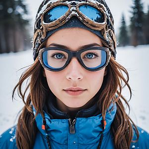 Young Woman in Snow Goggles Outdoors