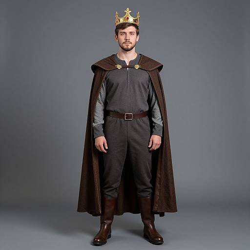 Medieval King Costume with Crown and Cape