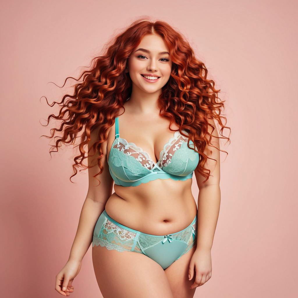 Confident Woman in Mint Green Lingerie