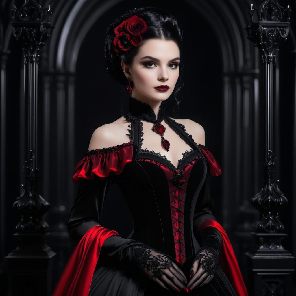 Elegant Vampire Costume Woman with Gothic Aesthetic