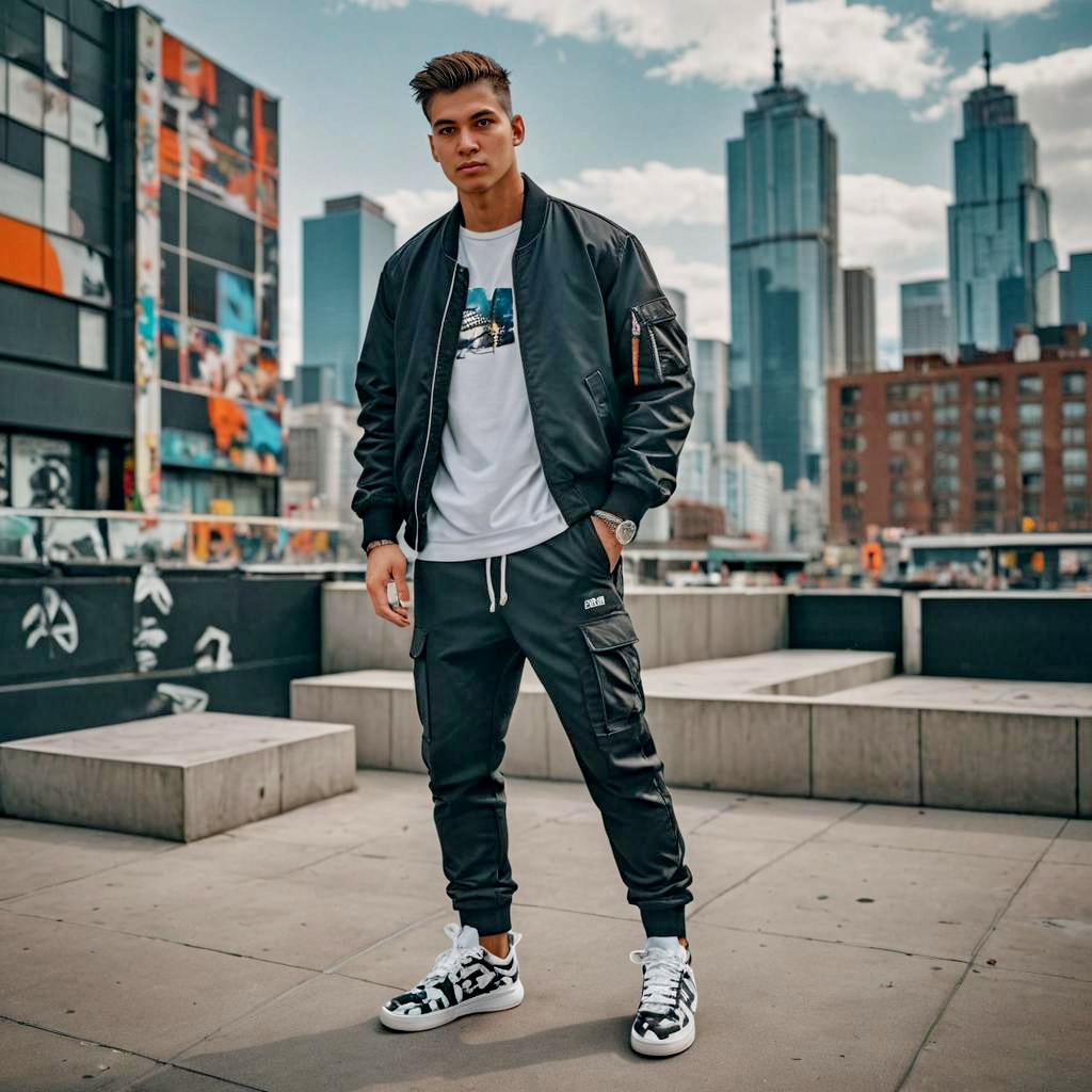 Stylish Young Man in Urban Streetwear