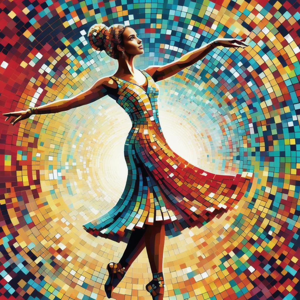 Elegant Dancer in Colorful Mosaic