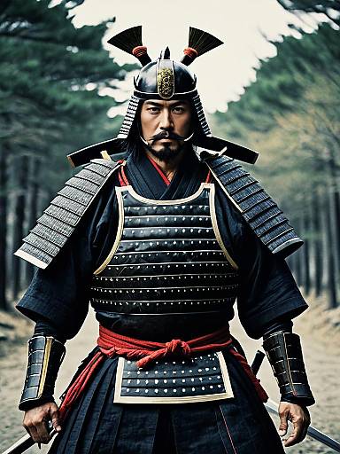 Man in Traditional Samurai Armor Cinematic Warrior Portrait