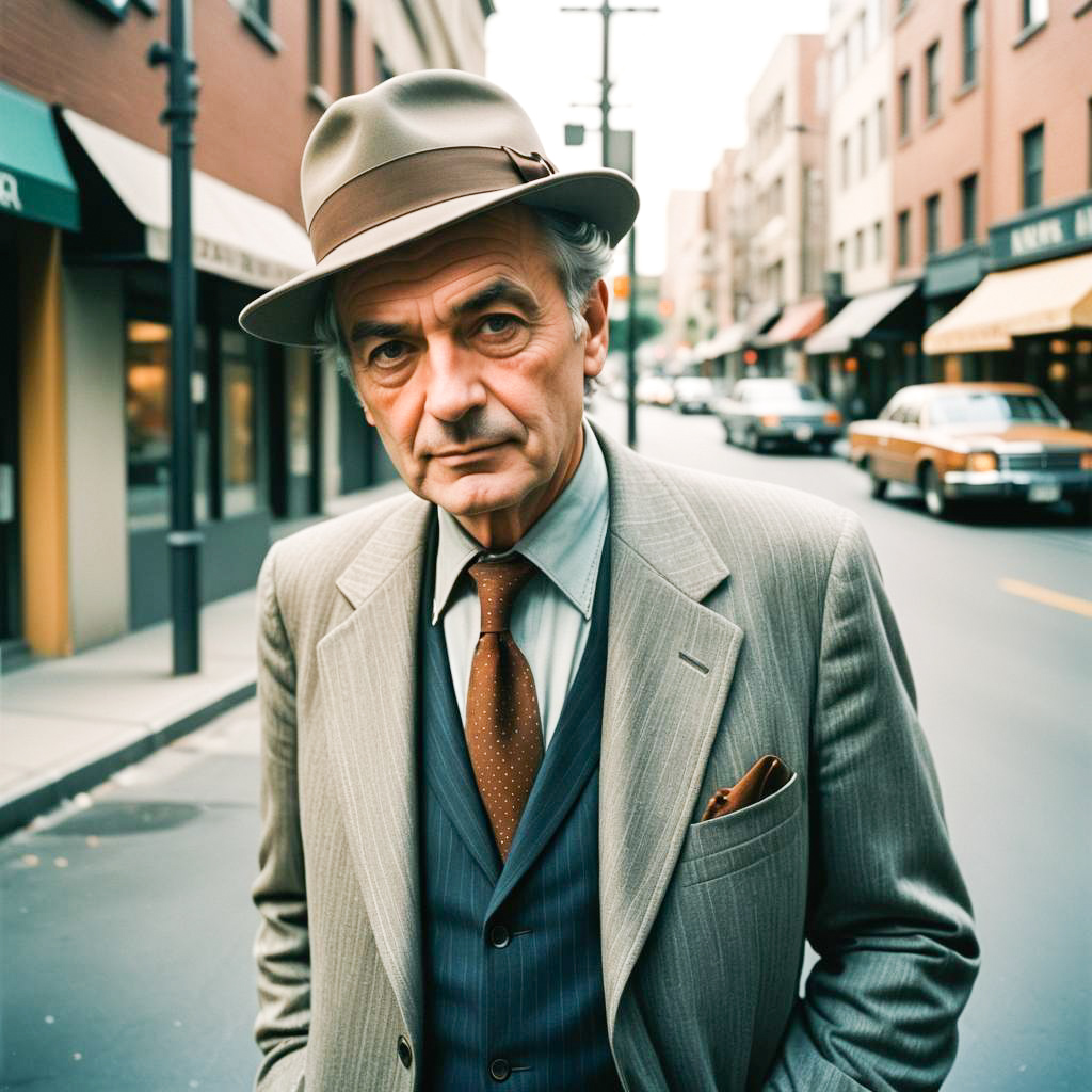 Distinguished Man in Vintage Street Scene