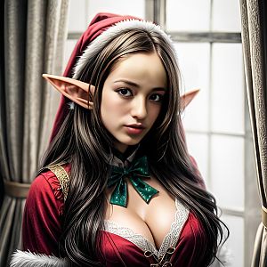 Festive Elf Woman by a Window
