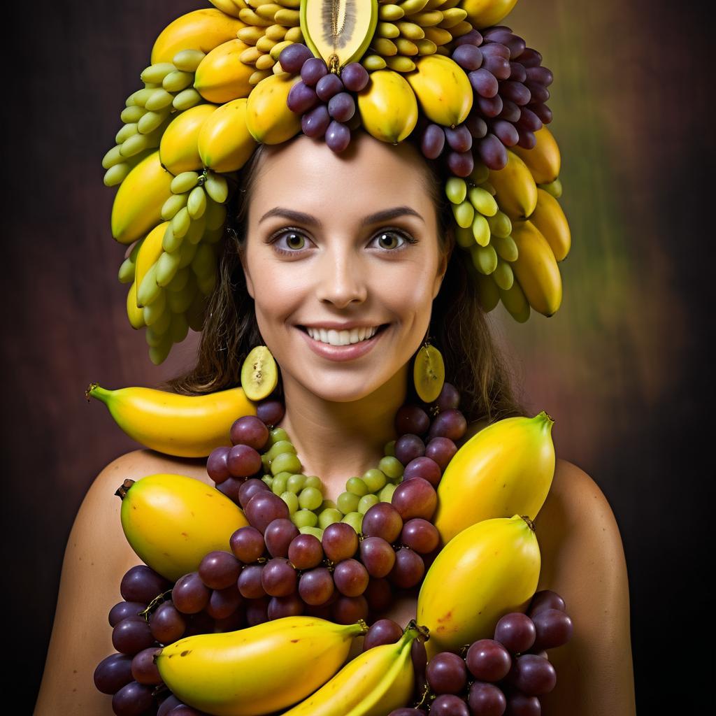 Beautiful Woman Adorned with Fruits