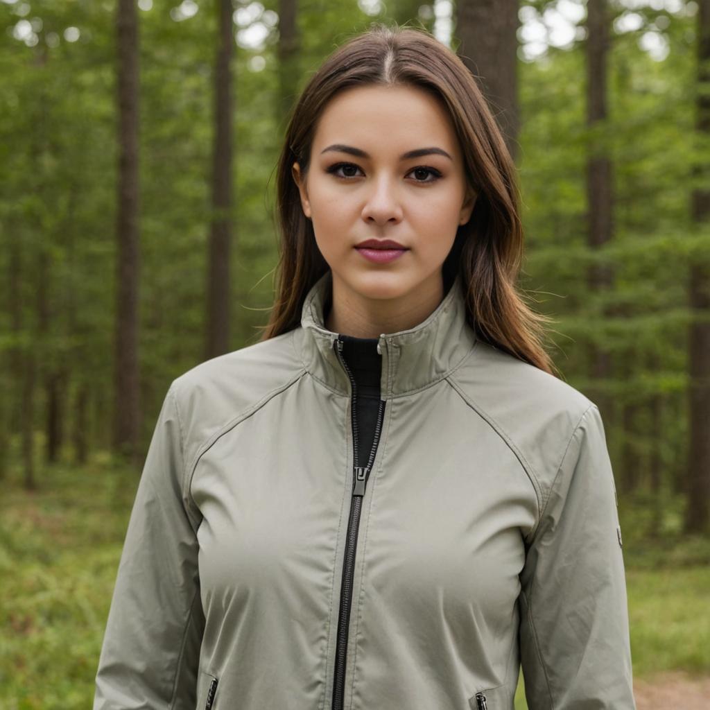 Confident Woman in Practical Zipper Jacket Outdoors