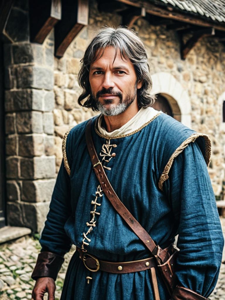 Man in Medieval Peasant Costume Cinematic Realism Professional Cosplay