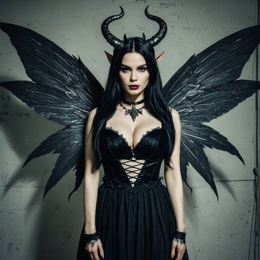 Gothic Fairy with Wings and Horns Gothic Fairy with Wings and Horns