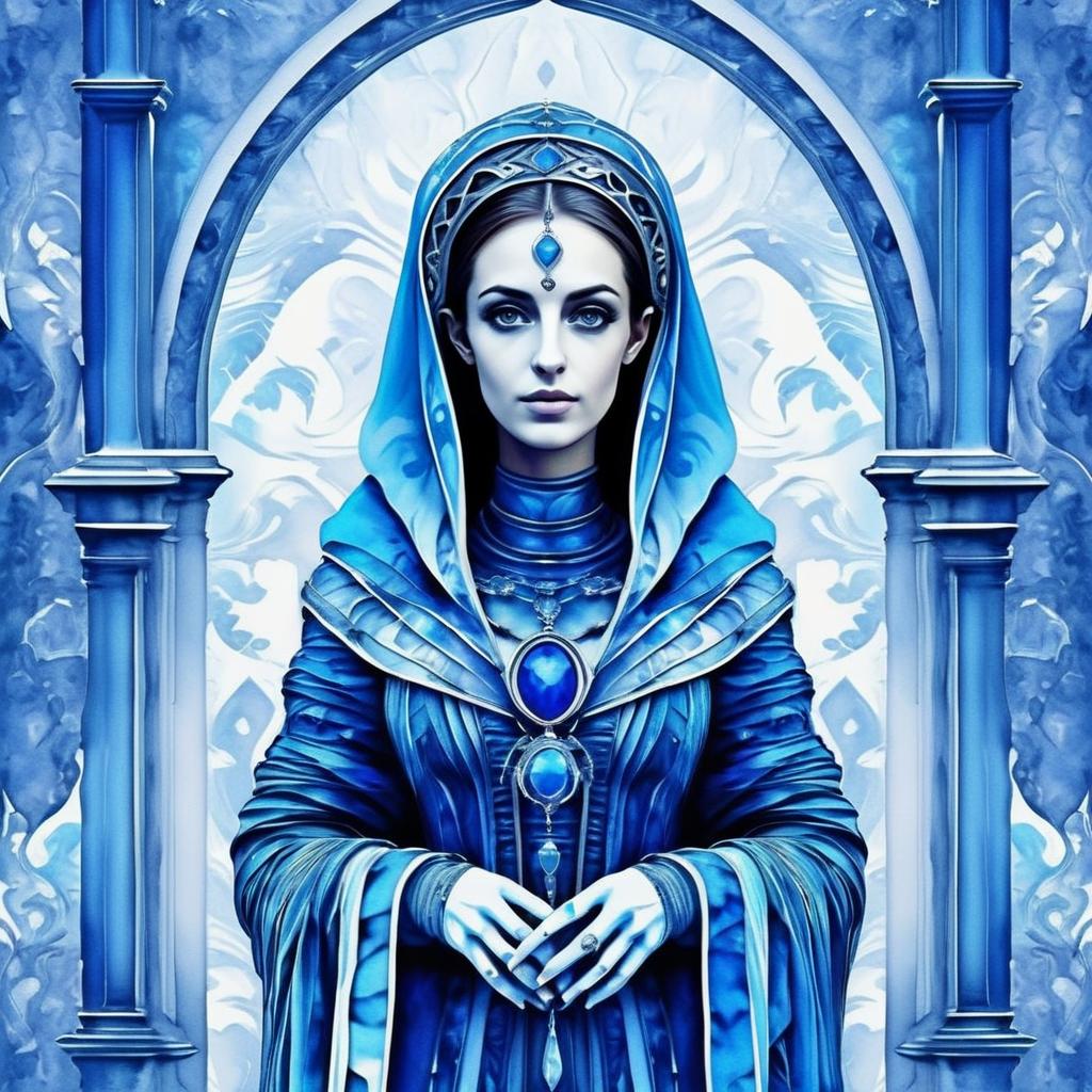 Elegant Woman in Blue Garments Elegant Woman in Blue Garments