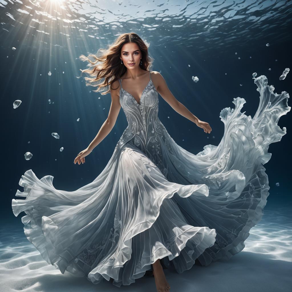 Woman Dancing Gracefully Underwater