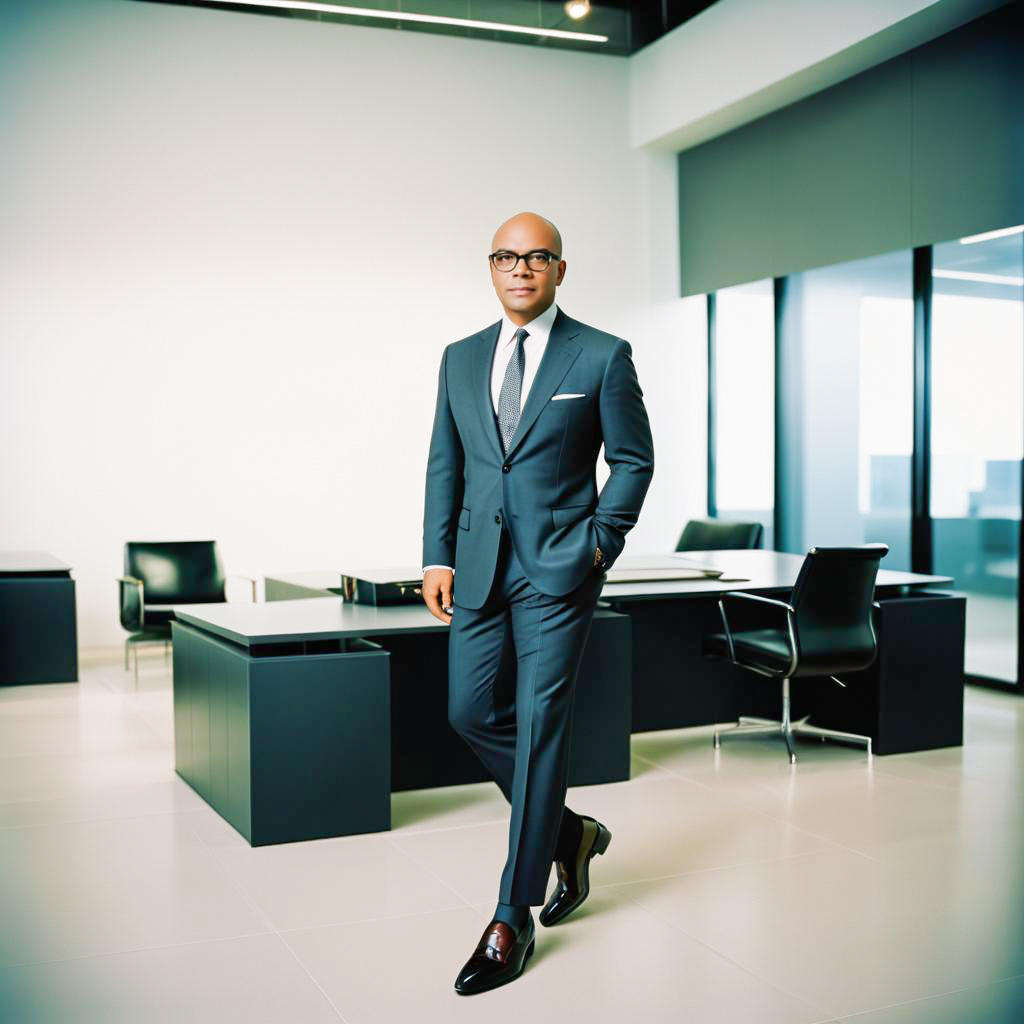 Confident Man in Tailored Suit in Modern Office