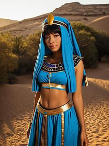 Sexy Cosplay Woman in Nefertari Vivi Costume Desert Photo