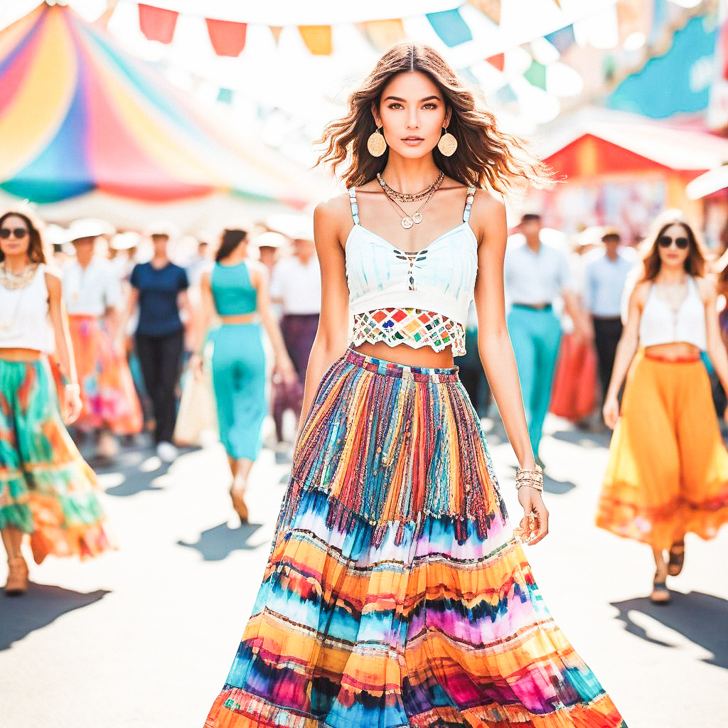 Confident Woman at Vibrant Outdoor Festival