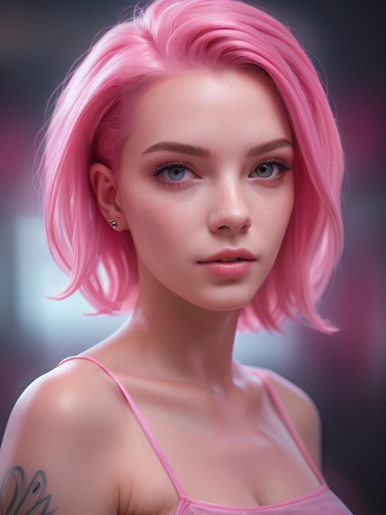 Gorgeous Young Woman with Pink Hair