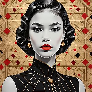 Chic Woman with Elegant Hair and Bold Accessories