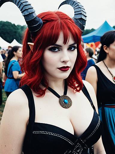 Woman in Lilith Goddess Costume Cosplay Portrait at Festival