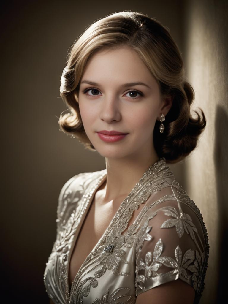 Elegant Woman in Vintage Dress Portrait