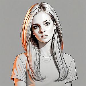 Monochromatic Portrait of a Young Woman with Orange Highlights