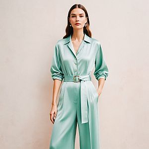 Stylish Woman in Mint Green Ensemble